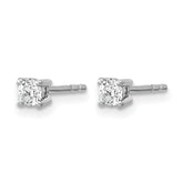 14k White Gold 1/10 carat Lab Grown Diamond VS+ F+ Round Complete Four Prong Stud Earrings